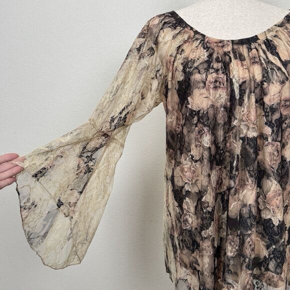 Vtg Y2K Fairy Grunge Top Womens 1X Plus Floral Lace Indie Whimsigoth Cottagecore - Picture 5 of 14